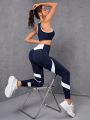 Women's Color Blocked Tank Top And Leggings Sportswear Set