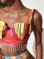 Eva Novielli Printed Cami Top With Fringe Hem, Open Back And Tie Straps