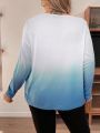 Plus Size Women's Ombre Long Sleeve T-shirt