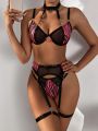 Wild 5pcs/Set Zebra Print Sheer Mesh Perspective Sexy Lingerie