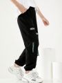 SHEIN Kids HYPEME Boys' Casual Letter Print Cargo Pants