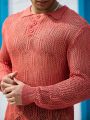 Men'S Solid Color Hollow Out Knitted Long Sleeve Sweater