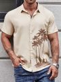 Extended Sizes Men Plus Coconut Tree Print Shirt