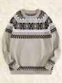 SHEIN Men Geo Pattern Raglan Sleeve Sweater