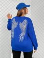 SHEIN Coolane Plus Size Women's Wing Printed Sweatshirt