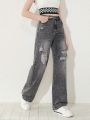 Teen Girl Ripped Straight Leg Jeans