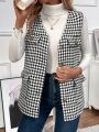 Women's Sleeveless Tweed Check Print Coat