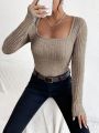 SHEIN Frenchy Women's Scoop Neck Striped Long Sleeve T-shirt