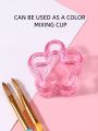 1pc Multifunctional Pink Mini Flower Shaped Crystal Pen Holder, Color Mixing Cup, Water Cup