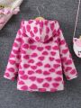 SHEIN Kids EVRYDAY Young Girl Heart Pattern Hooded Teddy Coat Without Sweater