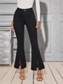 SHEIN LUNE Split Hem Flare Jeans