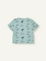 Cozy Cub Baby Boy'S Cartoon Sea Animal Pattern Short Sleeve Pullover Tops And Casual Shorts 4pcs/Set