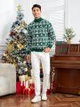 SHEIN Men Christmas Elk & Snowflake Pattern Mock Neck Sweater