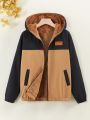 Teenage Boys' Color Blocking Fleece Hooded Jacket