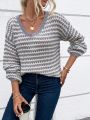 SHEIN LUNE Striped Pattern Drop Shoulder Sweater