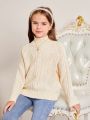 SHEIN Tween Girl Mock Neck Raglan Sleeve Sweater