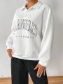 Daily&Casual Diamond Check Letter Print Loose Sports Sweatshirt