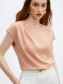 SHEIN BIZwear Ladies' Solid Color Batwing Sleeve Shirt With Pleats