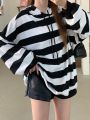 DAZY Long Striped Hooded Sweatshirt