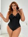 SHEIN Swim BAE Plus Size Mesh Insert Hollow Back One Piece Swimsuit