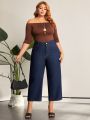 SHEIN LUNE Plus Size High Waisted Straight Leg Jeans