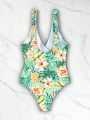 SHEIN Swim Vcay Tropical Print One Piece Swimsuit For Women With Detachable Straps, Random Print