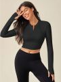 Yoga Basic Women'S Zip Half Fly Athletic Long Sleeve T-Shirt