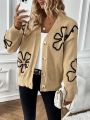 SHEIN Essnce Floral Pattern Drop Shoulder Cardigan