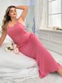 Plus Size Solid Color Tight Backless Cami Long Nightgown