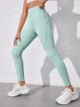 Big Girls' See-through Fabric High-rise Stretch Leggings Sports Wear