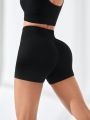 Yoga Basic Solid Color High Waist Sports Shorts