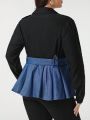 Sylvia Mollie Plus Two Tone Peplum Hem Jacket