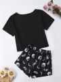 Moon & Letter Graphic PJ Set