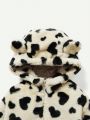 Cozy Cub Baby Girl Heart Print 3D Ear Design Hooded Teddy Jacket