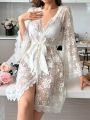 Sheer Lace Embroidery See Through Nightgown