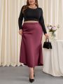 SHEIN Privé Plus Size Elegant Mermaid Hem Midi Skirt