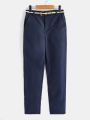 SHEIN Kids FANZEY Boys Slant Pocket Buckle Belted Pants