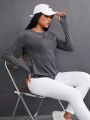 SHEIN Daily&Casual Stitching Edge Detail Long Sleeve Sports T-shirt