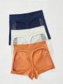 3pcs Solid Hollow Out Boyshorts