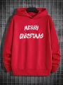 Men'S Hooded Christmas Slogan Printed Sweatshirt