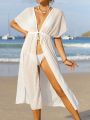 SHEIN Swim Vcay Women'S Drawstring Waist Kimono Cover Up