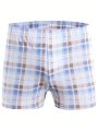 Men 3pcs Plaid Print Boxer Brief