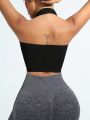 Yoga Basic Solid Halter Sports Tank Top