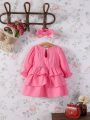 Baby Girl Ruffle Hem Dress With Headband