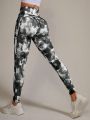 SHEIN Yoga Floral Tie-Dye Sports Leggings