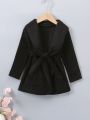 Toddler Girls Shawl Collar Pocket Front Belted Teddy Coat