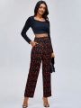 Anke Wonder Allover Cherry Print Straight Leg Pants