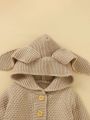 Infant Girls' 3d Ear Hooded Cardigan With Snap-buttons