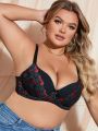 Plus Size Molded (underwire) Bra With Floral Jacquard Pattern
