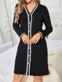 Women's Long Sleeve Single Breasted Homewear Dress